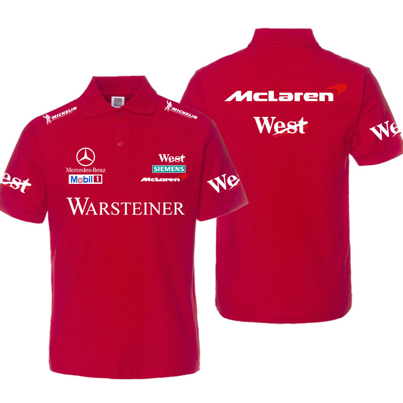 Polo West McLaren Mercedes Benz Mobil 1 Warsteiner Homme Col Revers Couleur Unie